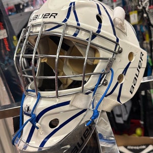 Bauer NME3 (Used) Large White Junior Ice goal Goalie Mask NME 3 hockey JR