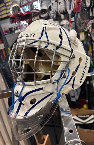 Bauer NME3 (Used) Large White Junior Ice goal Goalie Mask NME 3 hockey JR
