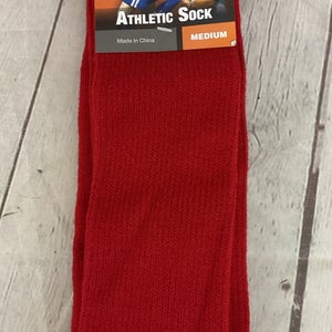 High Five 28030 Adult's Cushioned Athletic Tube Socks Red Medium 24"