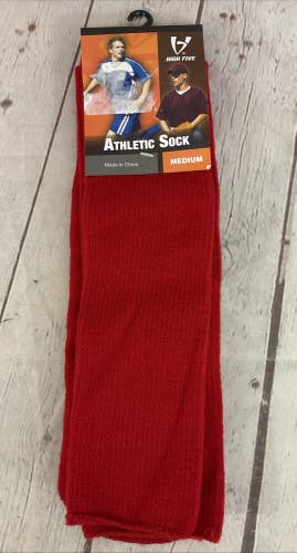 High Five 28030 Adult's Cushioned Athletic Tube Socks Red Medium 24"