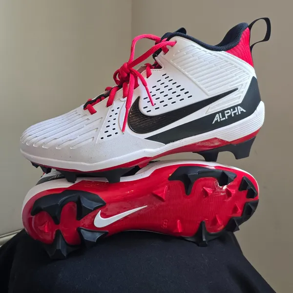 Nike Alpha Menace Strong Football Cleats White/Red/Black Men’s Size 11 NEW! FREE SHIPPING