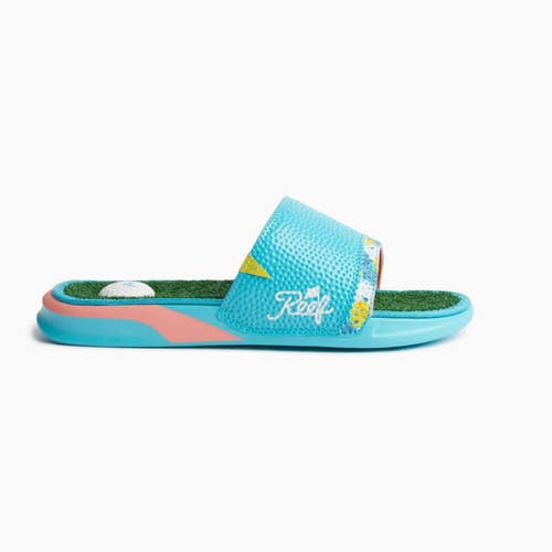 Reef Mulligan Slide Sandals Golf Ball Tee Holder Men's Size 10 Tropics Grass NEW