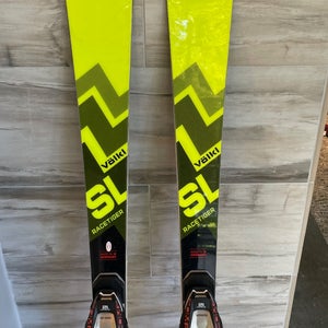 Used 2025 Volkl Racetiger FIS (soft) 155 SL Skis with Marker Comp 12 Bindings