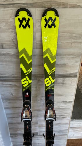 Used 2025 Volkl Racetiger FIS (soft) 155 SL Skis with Marker Comp 12 Bindings