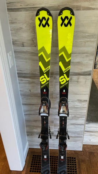Used 2025 Volkl Racetiger FIS (soft) 155 SL Skis with Marker Comp 12 Bindings (1)