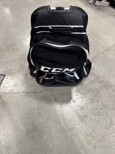 Black CCM Wheeled Equipment Backpack (Used) | 26” x 18” x 12”