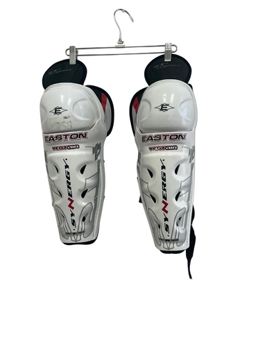 Used Easton Synergy Senior 14" White Hockey Shin Guards 11692-S000142018