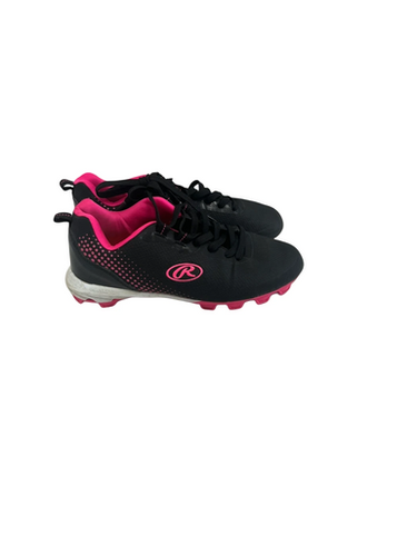 Used Rawlings BLACK/PINK BB/SB Cleats Black And Pink Junior 04 11692-S000141922