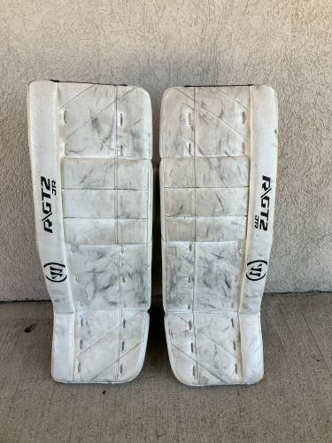 White 26" Junior Warrior Ritual GT2 Goalie Leg Pads (Used)