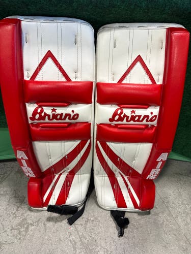 Red & White Junior Brian's Alite Air Pac Goalie Leg Pads (Used) | 27" +1"