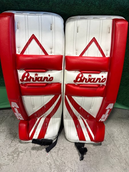 Red & White Junior Brian's Alite Air Pac Goalie Leg Pads (Used) | 27" +1"