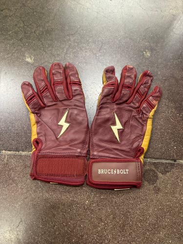 Red Youth XL Bruce Bolt Batting Gloves (Used)