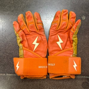 Orange Youth XL Bruce Bolt Batting Gloves (Used)