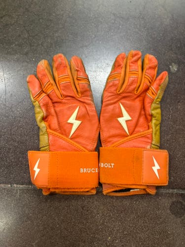Orange Youth XL Bruce Bolt Batting Gloves (Used)