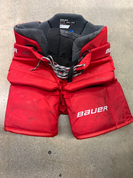Red Senior Small Bauer Elite Hockey Goalie Pants (Used)