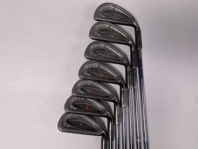Ping Eye Iron Set 4-PW Orange Dot 2* Flat Karsten ZZ-Lite Stiff Steel Mens RH