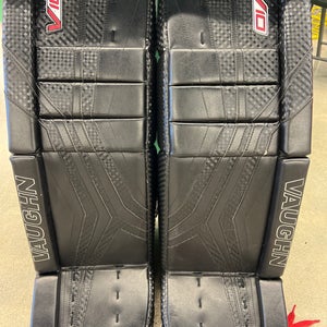 Black 30" Intermediate Vaughn Velocity V10 Goalie Leg Pads (Used)