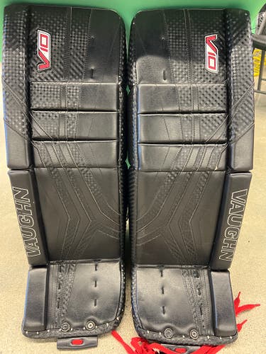 Black 30" Intermediate Vaughn Velocity V10 Goalie Leg Pads (Used)