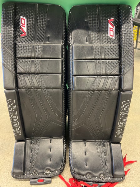 Black 30" Intermediate Vaughn Velocity V10 Goalie Leg Pads (Used)