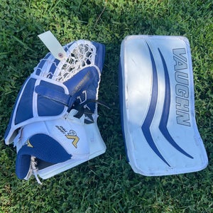 White Senior Vaughn Velocity V6 Goalie Glove & Blocker Set Regular
