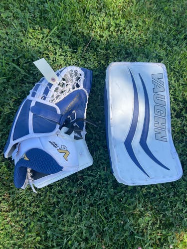 White Senior Vaughn Velocity V6 Goalie Glove & Blocker Set Regular