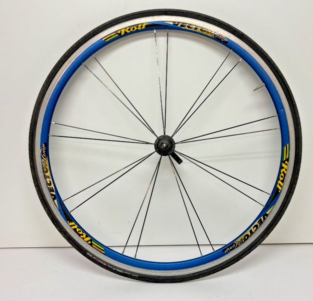Rolf Vector Comp 18-Bladed Spoke Blue Anodized Aluminum 700C Front Wheel +Tire