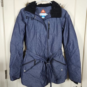 Columbia Carson Pass II Jacket Womens M Gray Belted OmniHeat Insulated Hooded