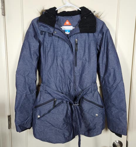 Columbia Carson Pass II Jacket Womens M Gray Belted OmniHeat Insulated Hooded