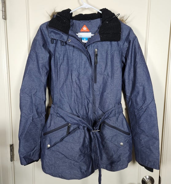 Columbia Carson Pass II Jacket Womens M Gray Belted OmniHeat Insulated Hooded