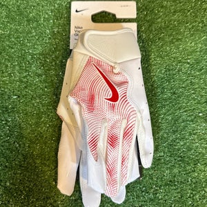 White/Red Youth Medium Nike Vapor Jet Gloves (New)