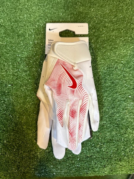 White/Red Youth Medium Nike Vapor Jet Gloves (New)