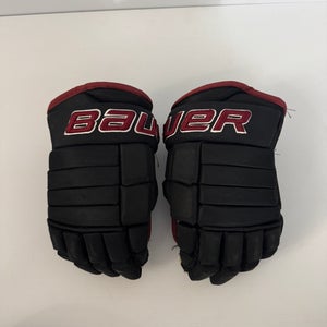 Used Size 14" Senior Bauer Pro Series Pro Stock Hockey Gloves Black/Maroon