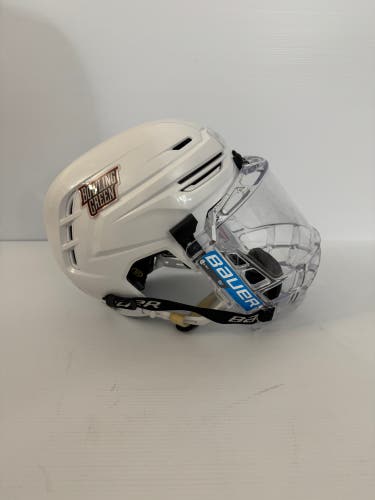 Used Medium White Warrior Alpha One Pro Helmet Pro Stock With Concept 3 Shield