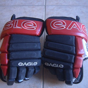 Good Condition Eagle PPFi Senior Hockey Gloves sz 13" Rare Red/Black/white Made in Canada