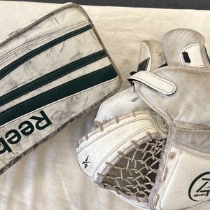 Size Senior Reebok 18KSR Ice Hockey Goalie Glove And Blocker Combo.
