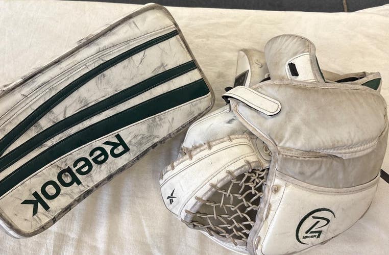 Size Senior Reebok 18KSR Ice Hockey Goalie Glove And Blocker Combo.