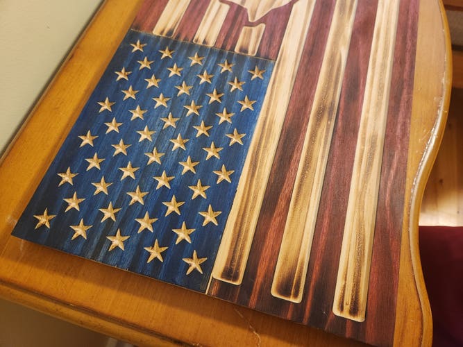 Solid Wood Bass American Flag 23 and 3/4 Inches (Mint Condition)