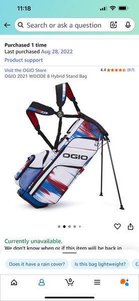 Excellent Ogio Woode 8 Hybrid Red, White & Blue Stand Bag