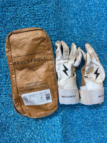 White Youth XL Bruce Bolt Batting Gloves (Used)