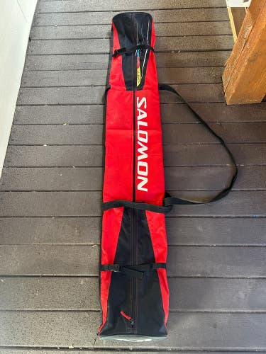Salomon L180 Padded Ski Travel Bag Up To 180 cm 70" long by 16" Wide Red & Black