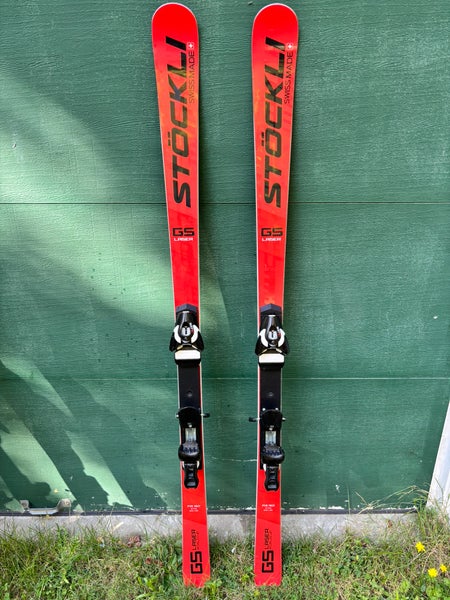 Unisex 2022 Stockli LASER GS FIS Junior 160 cm Racing Skis With Bindings Max Din 10 (New)