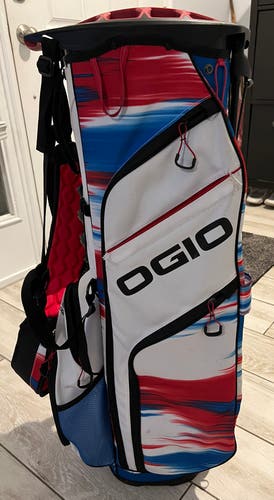 Excellent Ogio Woode 8 Hybrid Red, White & Blue Stand Bag