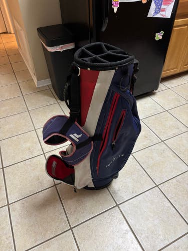 Top flight red white and blue golf bag