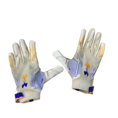Used Under Armour FOOTBALL GLOVES FB Gloves Royal Blue And White LG 11760-S000082635