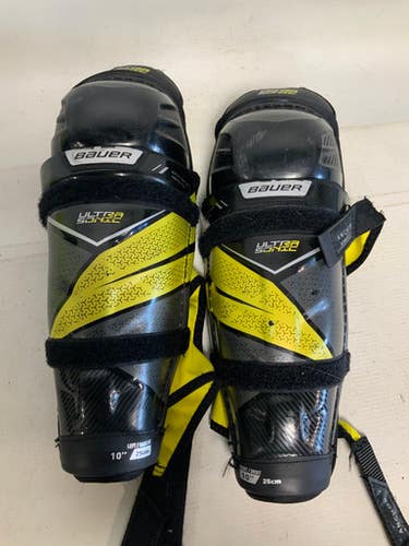 Used Bauer SUPREME ULTRA SONIC Junior Shin Guards Black 10" 11823-S000034555