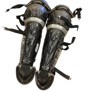 Used All Star BLACK SHIN GUARD Catchers Leg Guards Black Youth 11884-S000053195