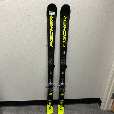 Used Fischer RC4 RACE Boys DH Ski/Binding Black And Optic Yellow 140 cm 11855-S000191633