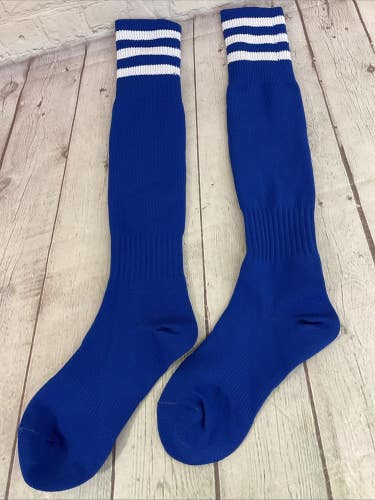 PearSox Adult's 100% Stretch Yarn Soccer Socks Royal Blue White Medium