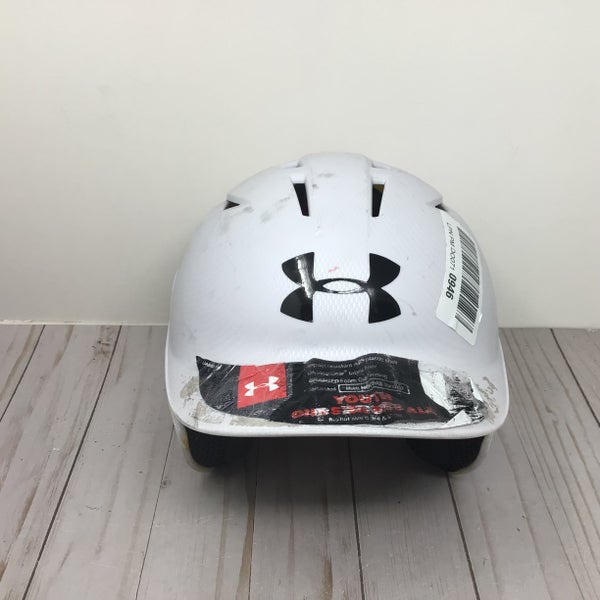 Under Armour Youth One Size Batting Helmet White Black Logo Size 6 3/4 (Used)