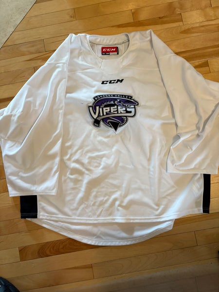 White Black CCM Goalie Cut Jersey Roanoke Valley Vipers